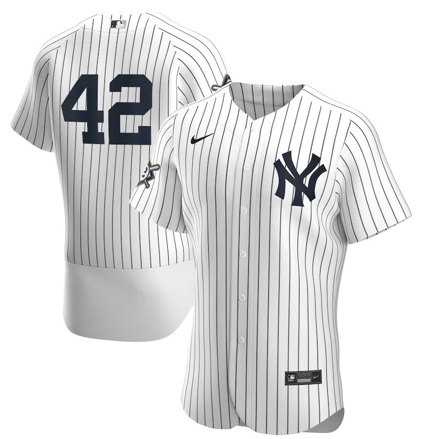 Mens New York Yankees #42 Nike White Navy Home Jackie Robinson Day Authentic MLB Jerseys->new york yankees->MLB Jersey